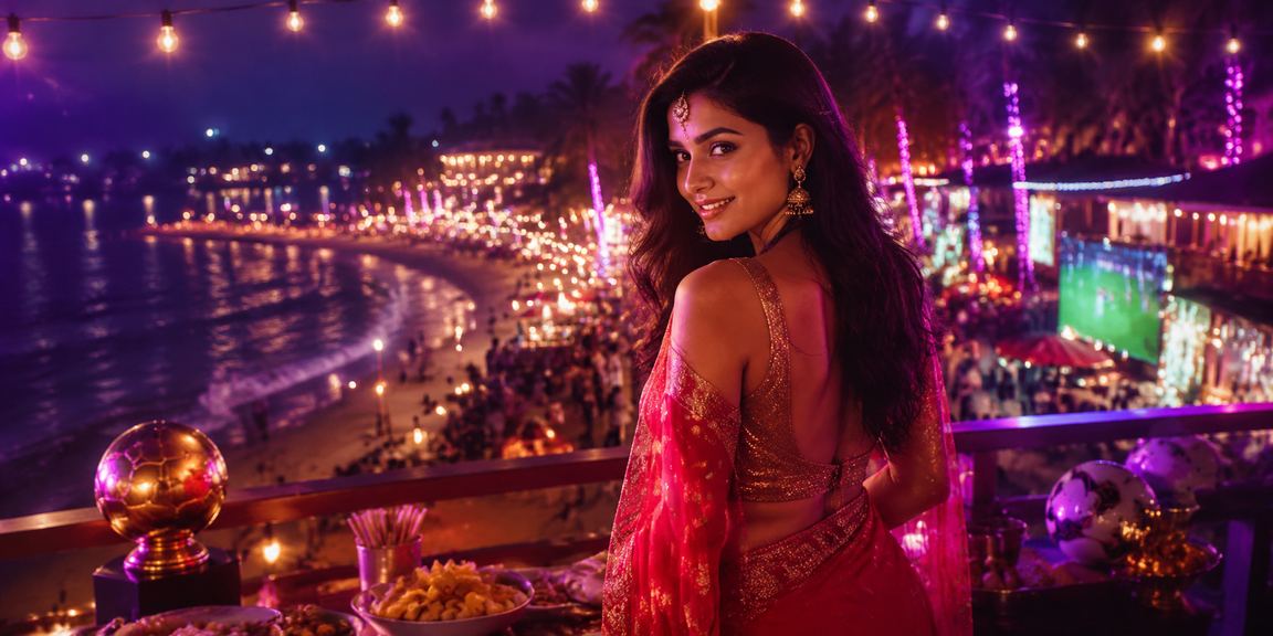 Indian woman betting on sports in traditional saree
